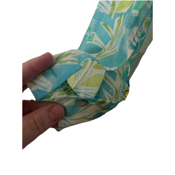 Sigrid Olsen 100% Silk Blouse Size Small Blue Green Retro 70’s Print Preppy - Picture 4 of 7